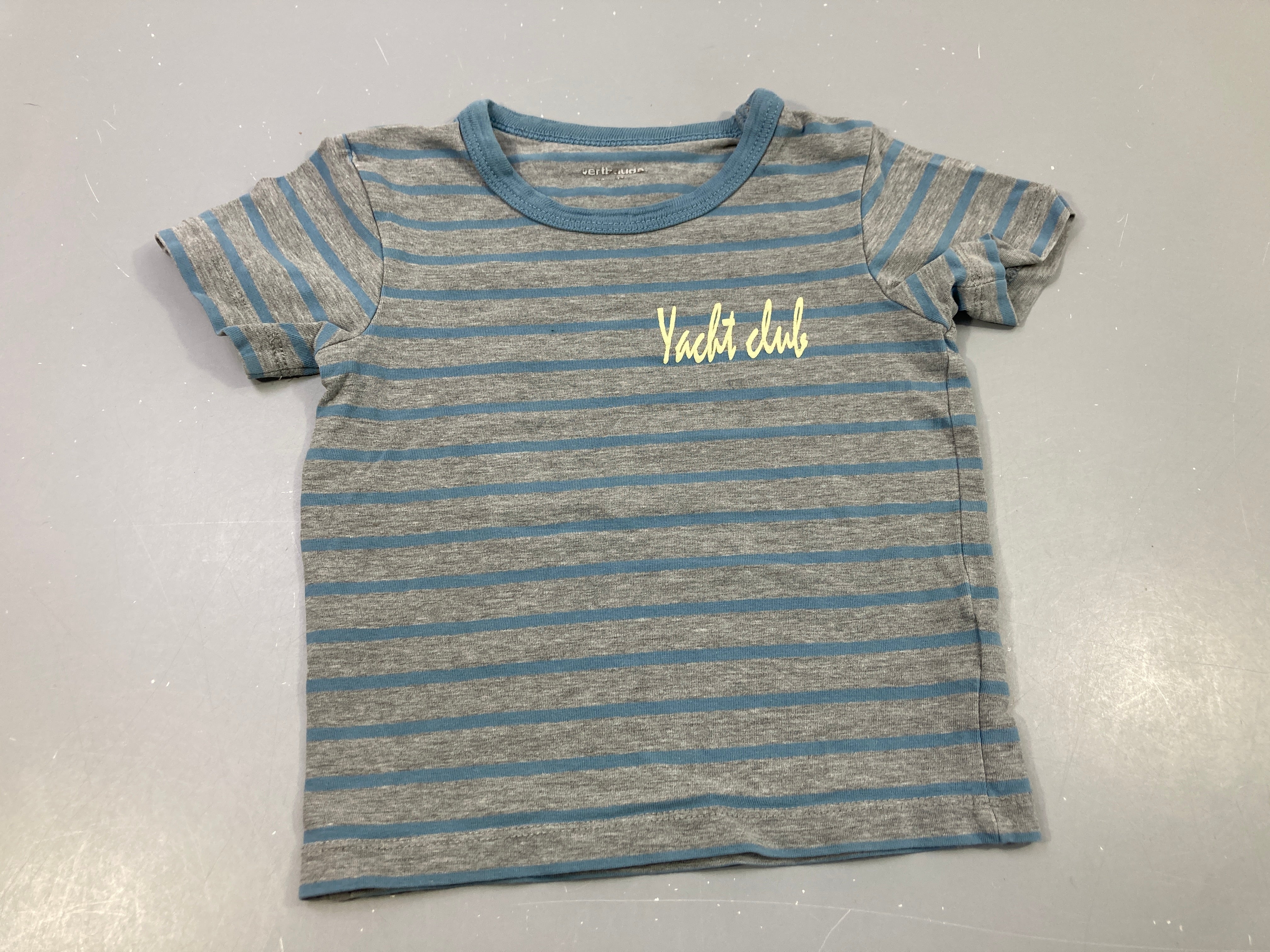 T-shirt m.c gris flammé rayé bleu 