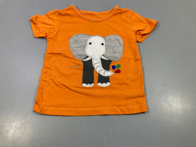 T-shirt m.c orange éléphant, moins cher chez Petit Kiwi