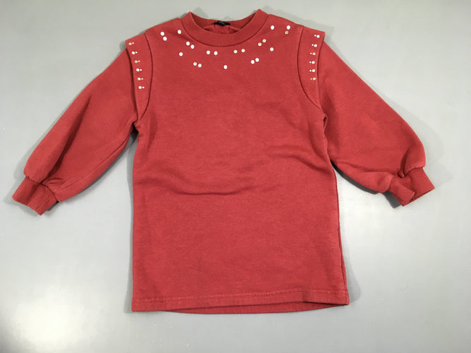 Robe sweat rose foncé pois, légèrement bouloché, moins cher chez Petit Kiwi
