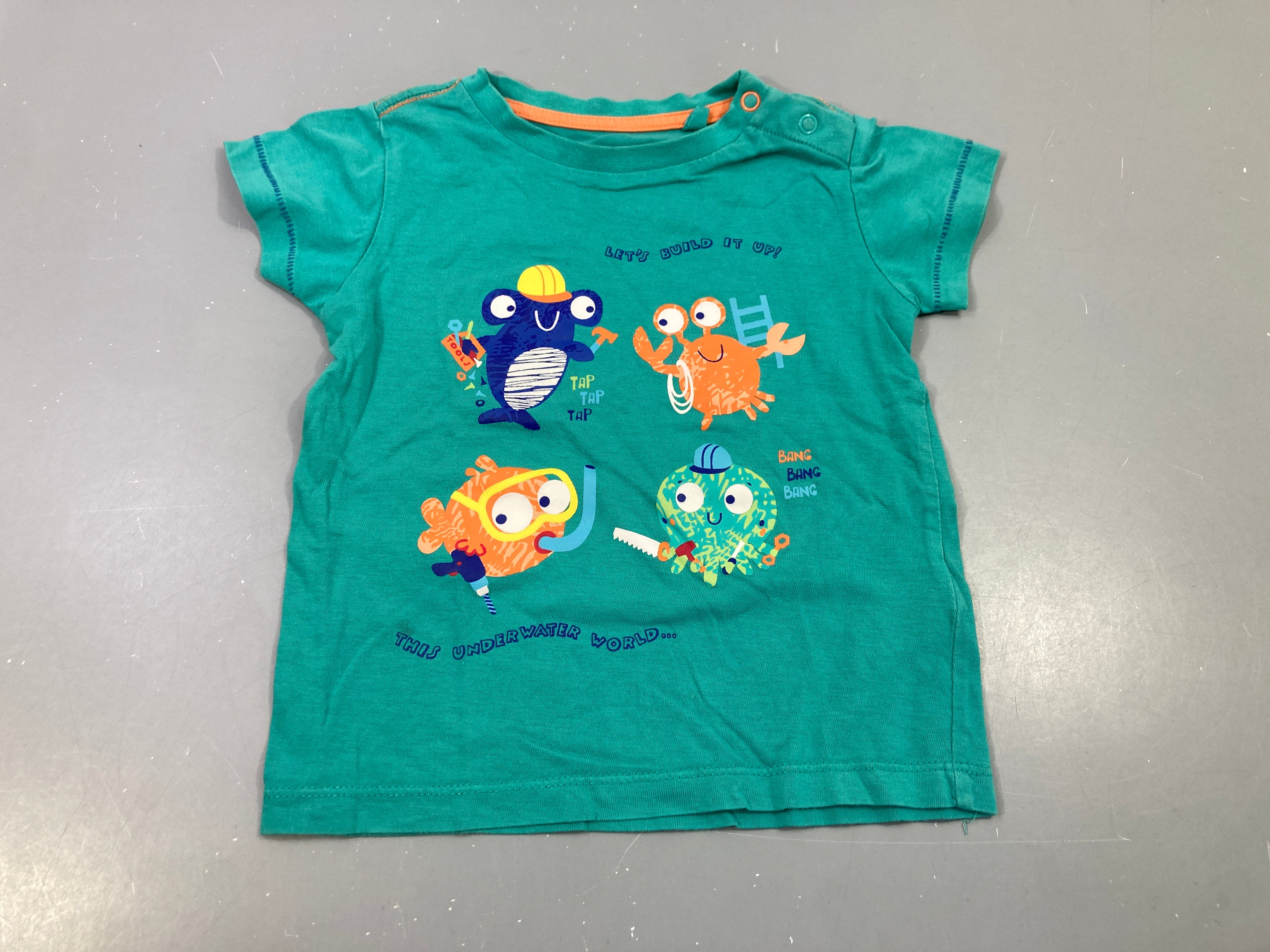 T-shirt m.c bleu , animaux marins