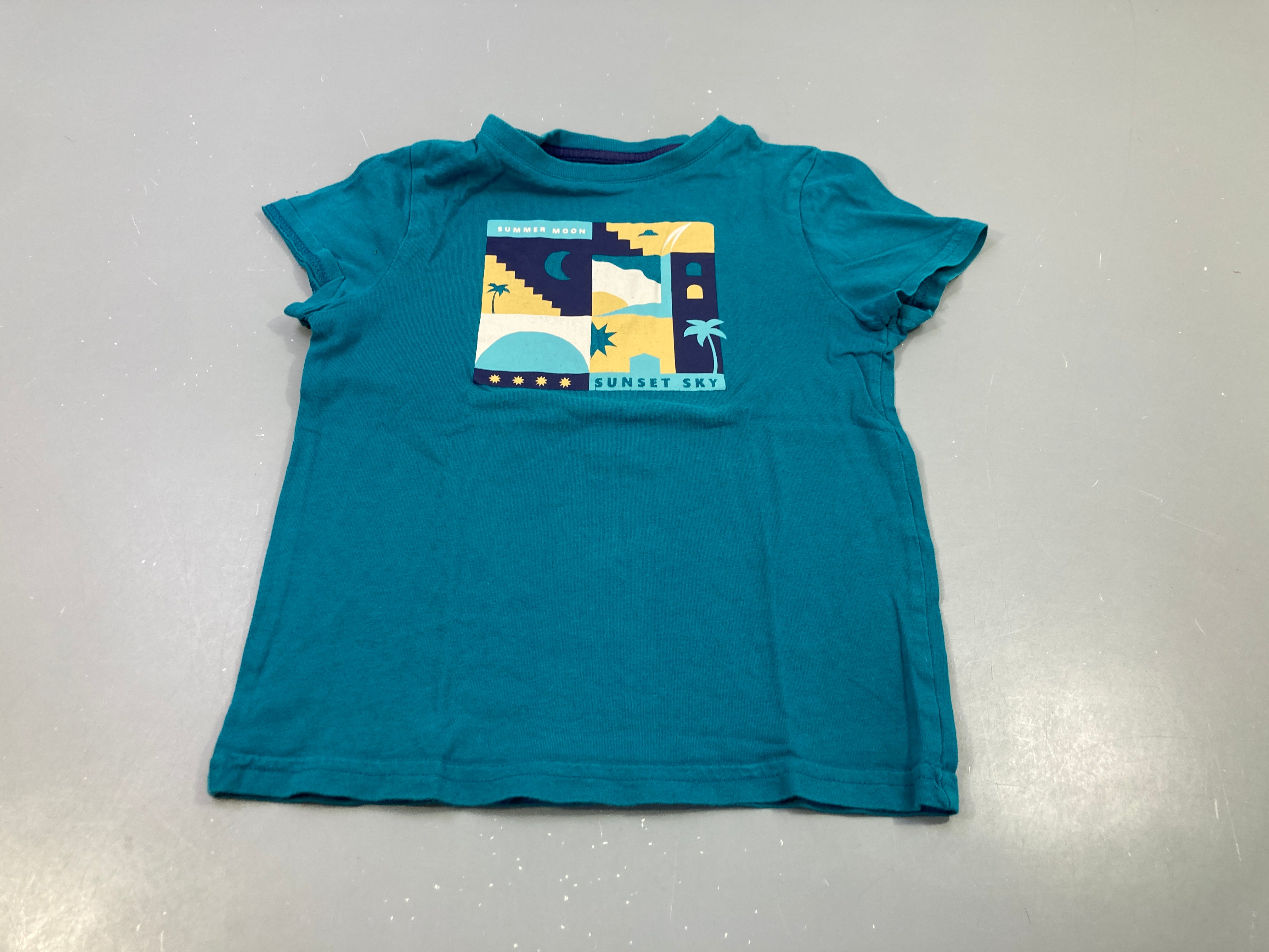 T-shirt m.c bleu canard flocage paysage de nuit 