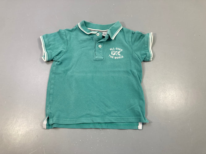 Polo turquoise "All over the world", moins cher chez Petit Kiwi