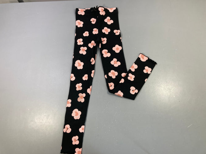 Legging noir côtelé fleurs froufrou, moins cher chez Petit Kiwi