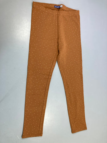 Legging épais ocre pois beiges, moins cher chez Petit Kiwi