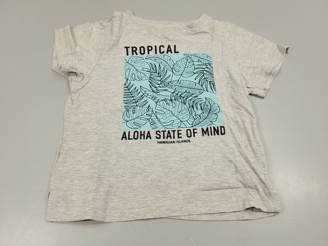 T-shirt m.c Little cigogne gris flammé  motifs feuillage "Tropical,...", moins cher chez Petit Kiwi