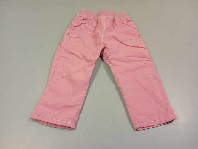 Pantalon rose,noeuds aux poches, intérieur polar, moins cher chez Petit Kiwi