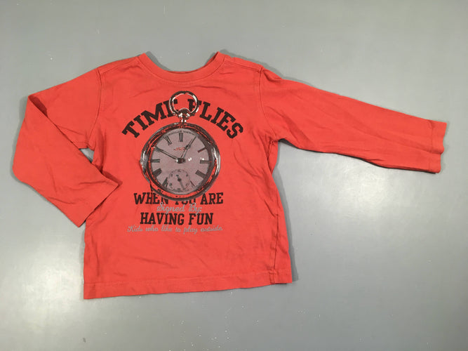 T-shirt m.l rouge montre, moins cher chez Petit Kiwi