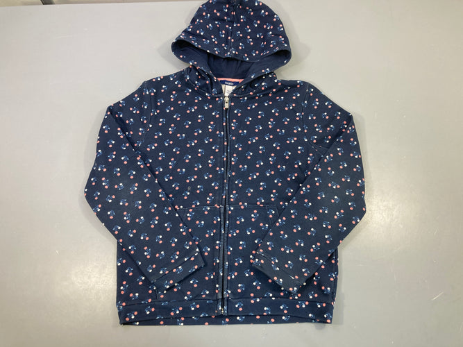 Sweat à capuche bleu foncé fleuri saumon)blanc, moins cher chez Petit Kiwi