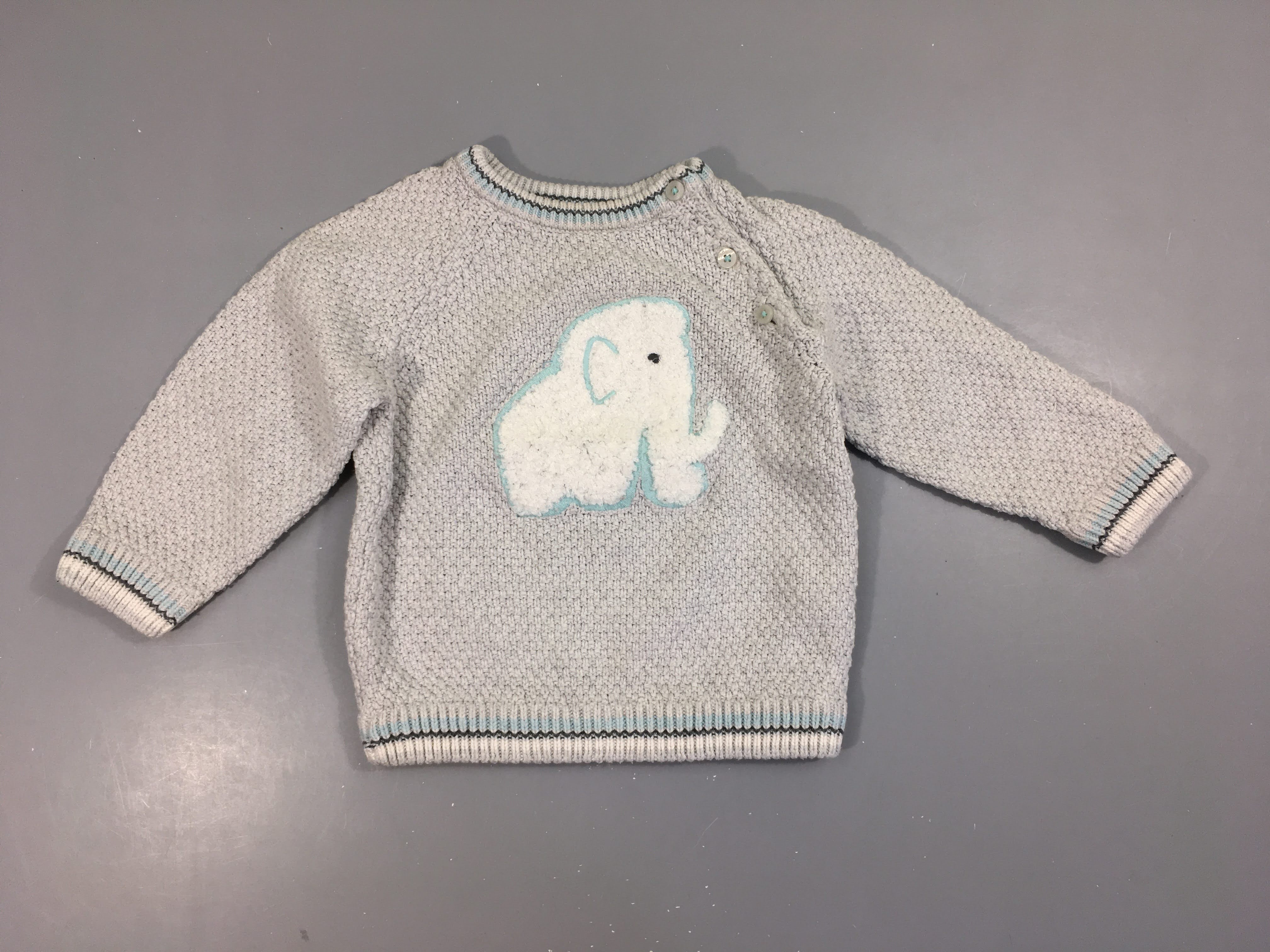Pull texturé gris chiné éléphant
