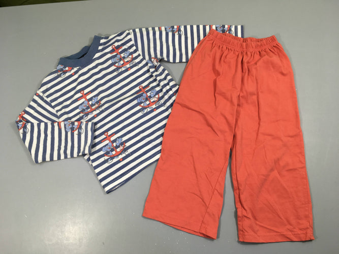 Pyjama 2pcs jersey rayé blanc/bleu souris, moins cher chez Petit Kiwi