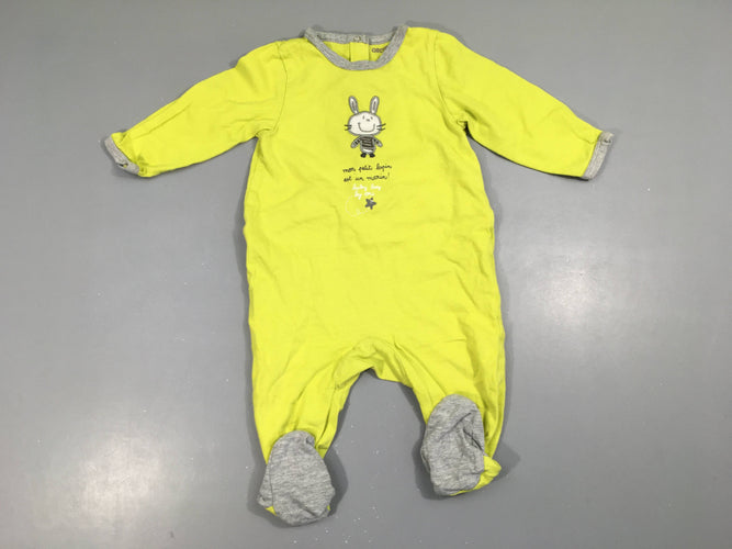 Pyjama jersey anis lapin, légèrement bouloché, moins cher chez Petit Kiwi