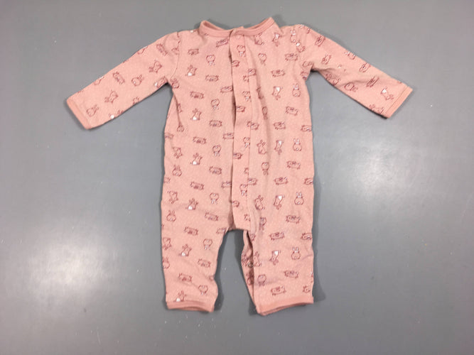Pyjama velours rose lapins, moins cher chez Petit Kiwi