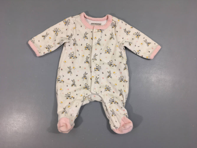 Pyjama velours blanc lapins, moins cher chez Petit Kiwi