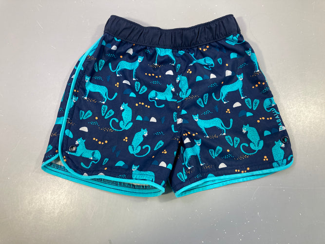 Short de bain bleu foncé félins (pas de filet inérieur), moins cher chez Petit Kiwi