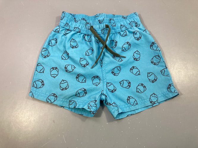 Maillot short bleu poissons, moins cher chez Petit Kiwi