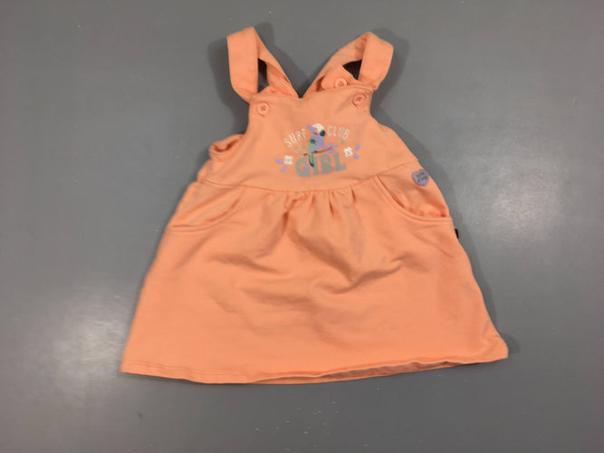 Robe salopette molleton saumon Girl, moins cher chez Petit Kiwi