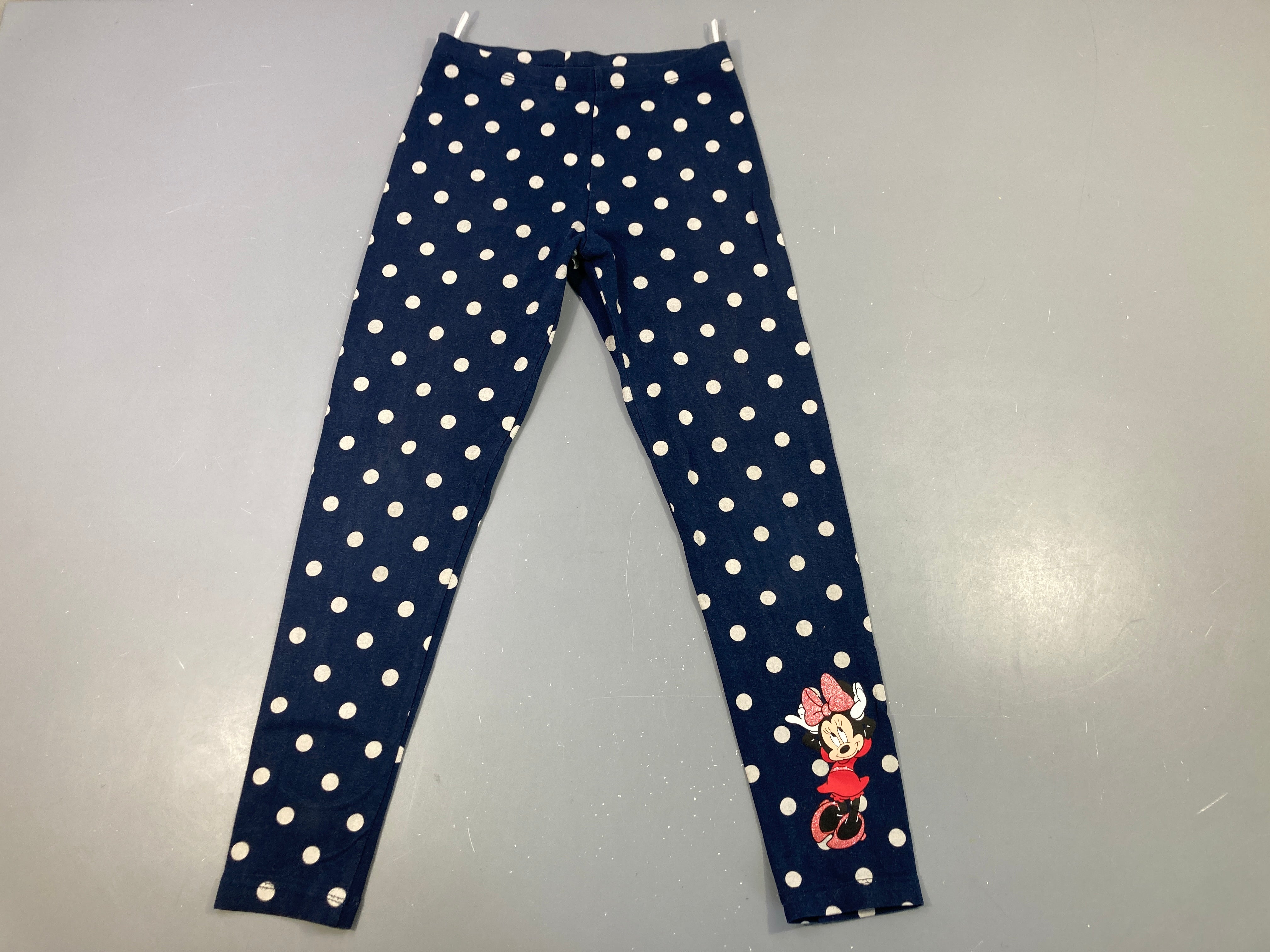 Legging bleu foncé pois Minnie, légèrement bouloché