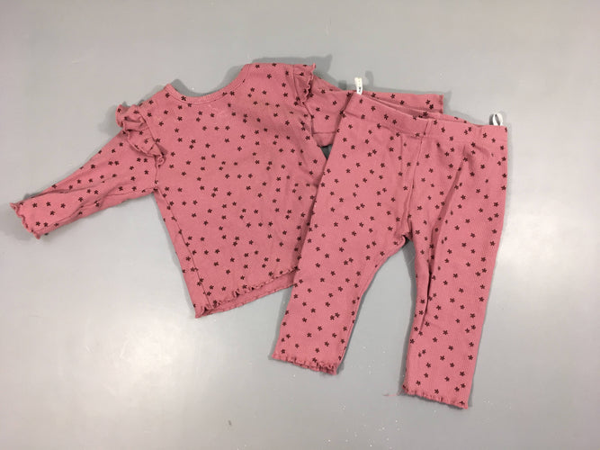 T-shirt m.l côtelé parme + legging, moins cher chez Petit Kiwi