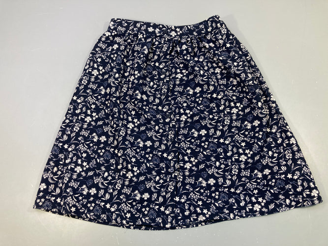 Jupe bleu foncé fleurie, moins cher chez Petit Kiwi