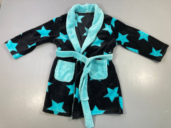 Peignoir velours noir/bleu étoiles, moins cher chez Petit Kiwi