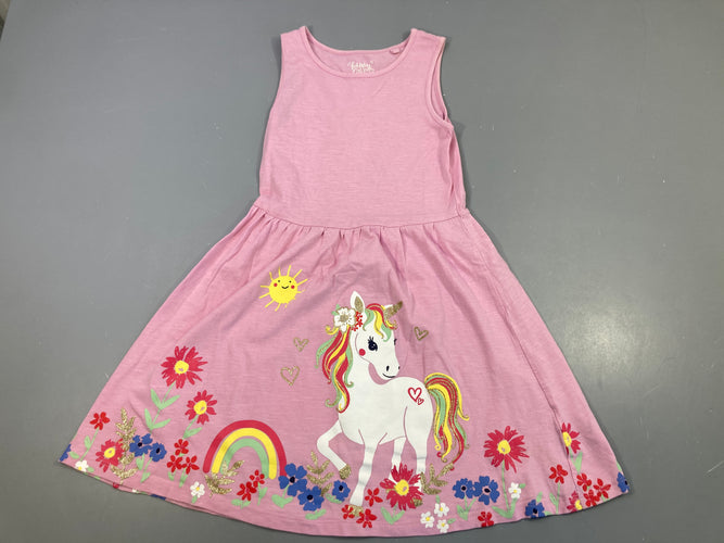 Robe s.m jersey rose flammé licorne, moins cher chez Petit Kiwi