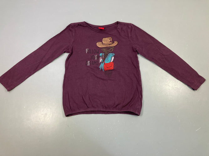 T-shirt m.l mauve Follow strass filles, moins cher chez Petit Kiwi