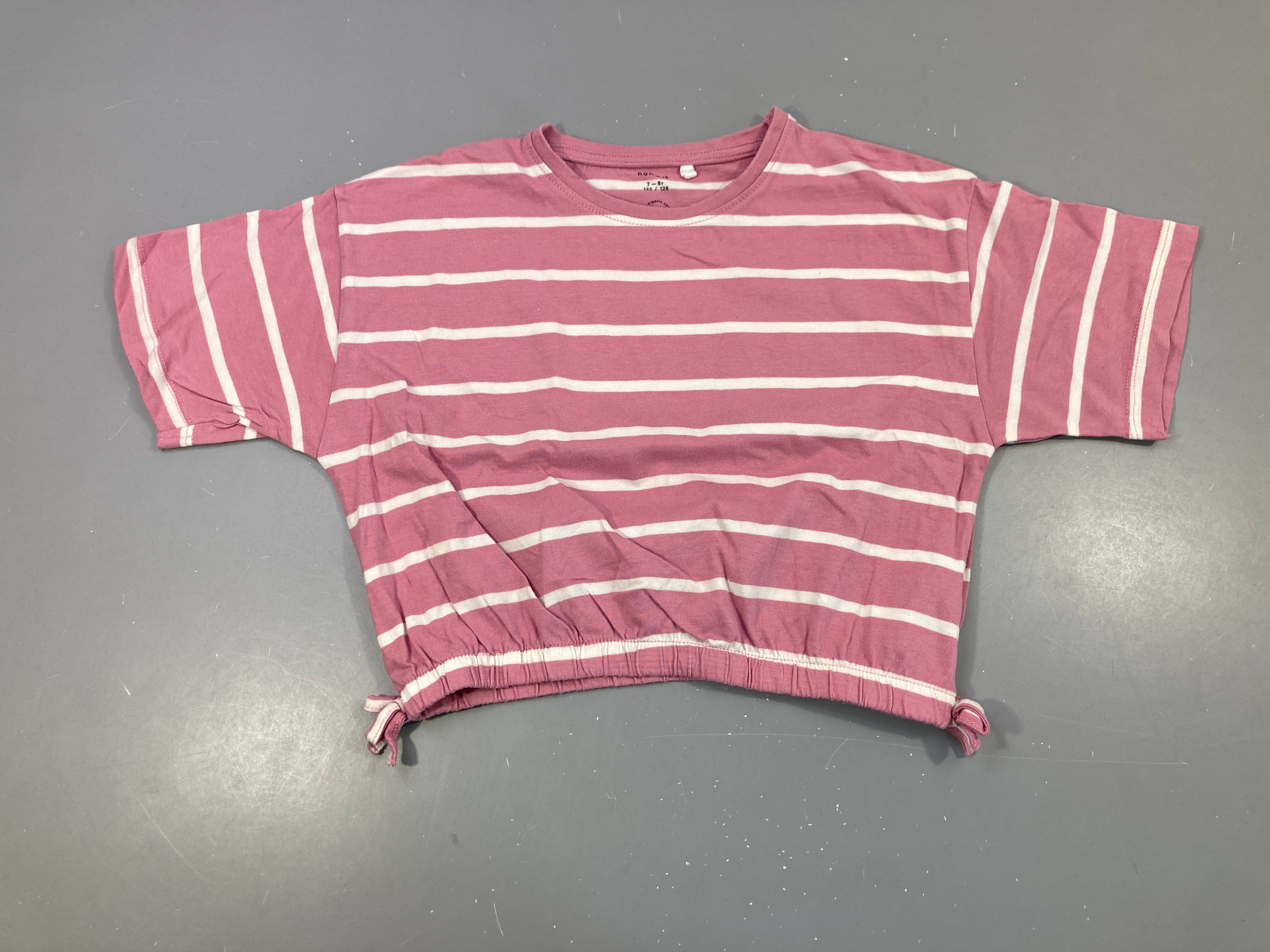 T-shirt m.c rose rayéblanc
