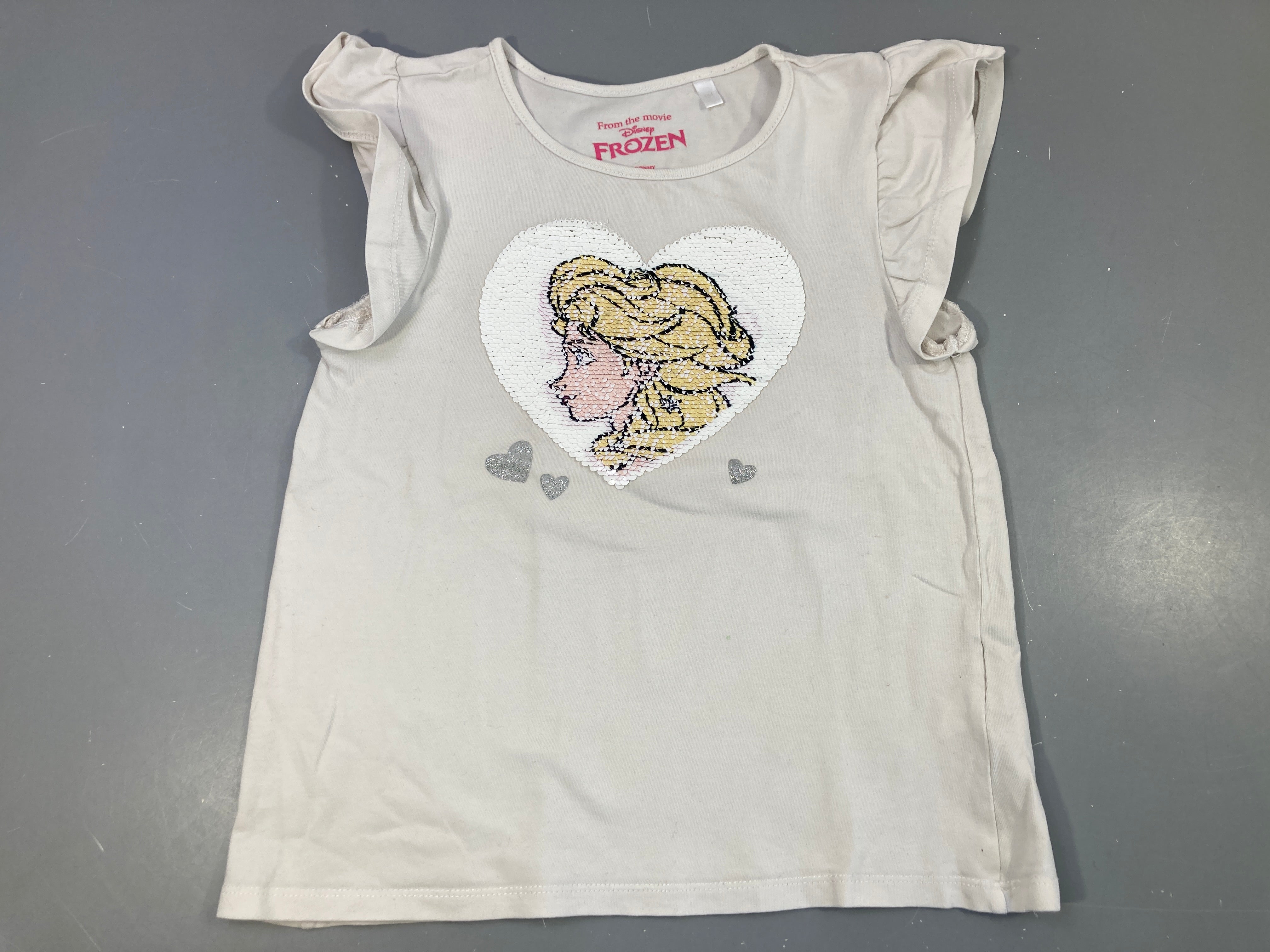 T-shirt m.c blanc coeur sequins réversibles reine des neiges