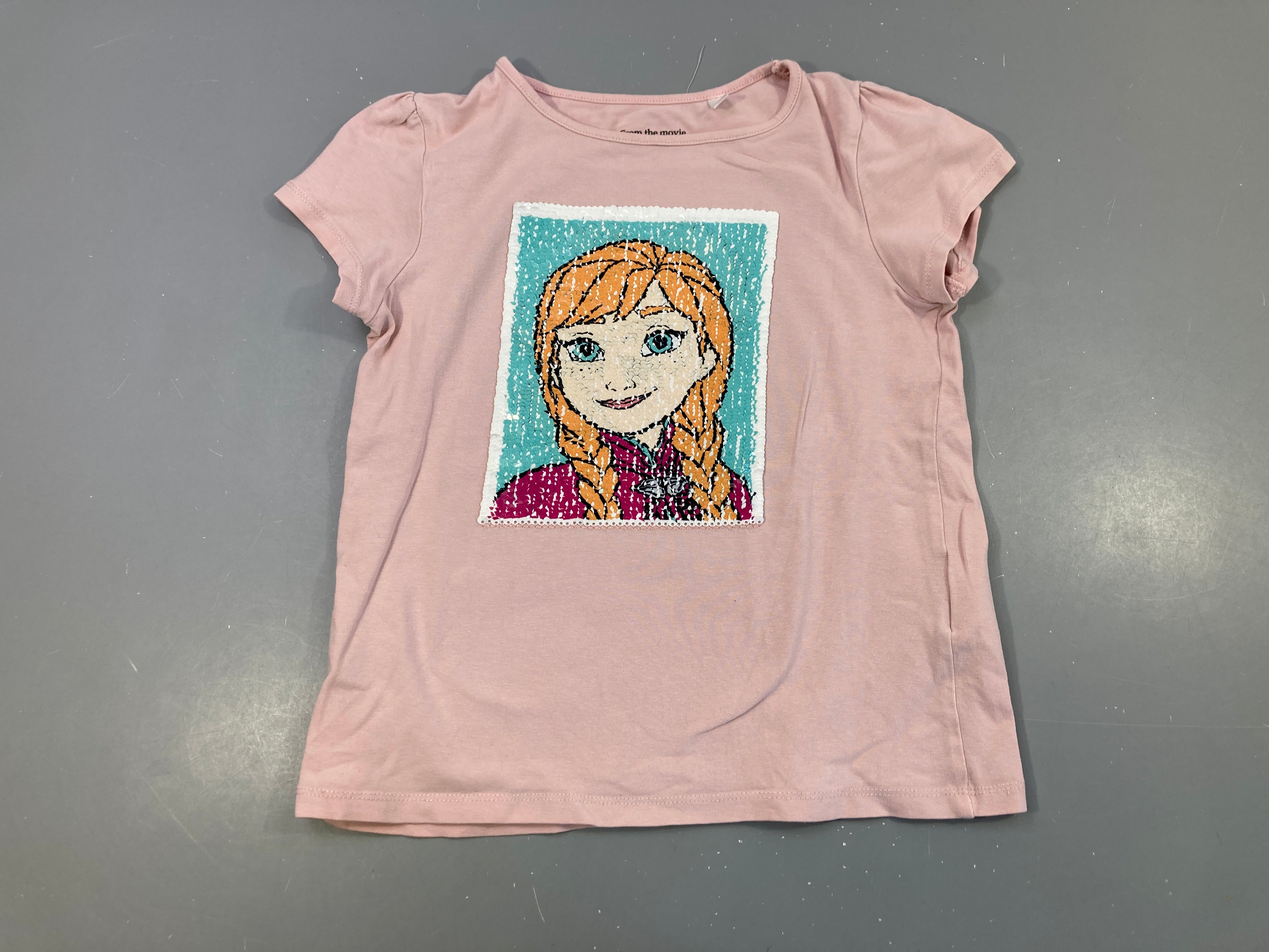T-shirt m.c rose sequins réversibles reine des neiges