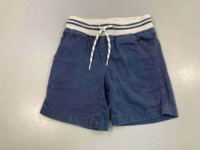 Bermuda toile bleu foncé taille élastique, moins cher chez Petit Kiwi
