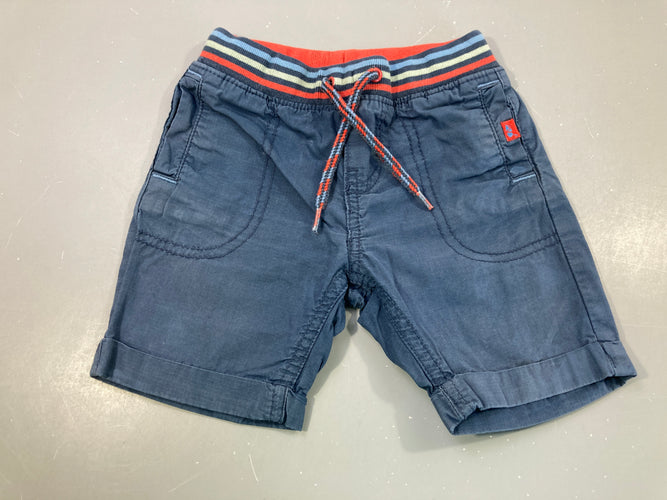 Bermuda bleu foncé revers taille élastique, moins cher chez Petit Kiwi