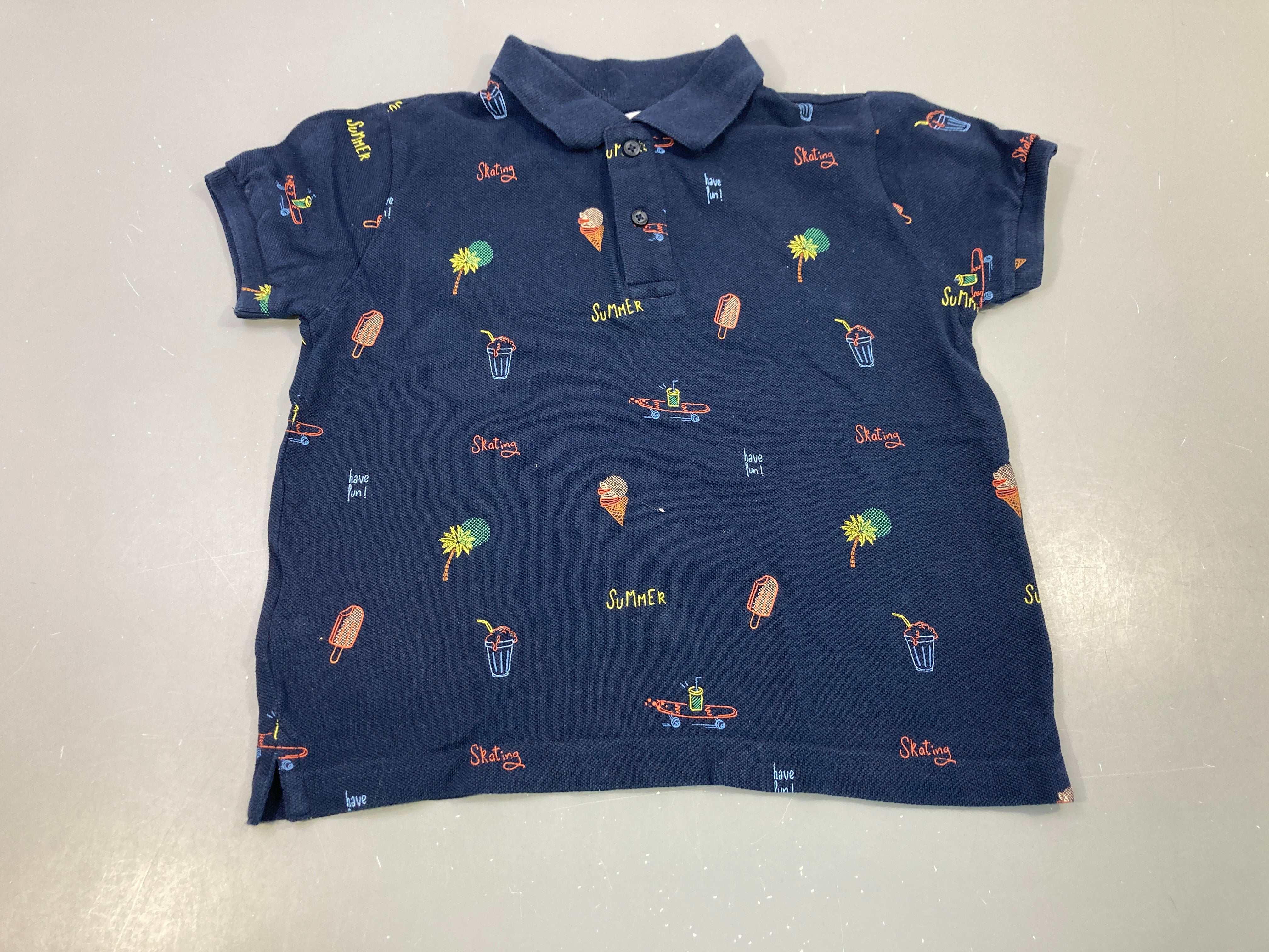 Polo m.c bleu foncé motifs été