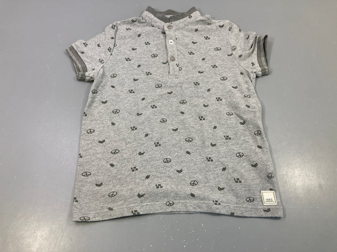 Polo m.c gris motifs, moins cher chez Petit Kiwi