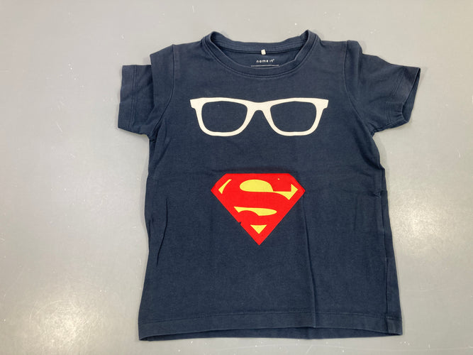 T-shirt m.c bleu foncé lunettes superman, moins cher chez Petit Kiwi