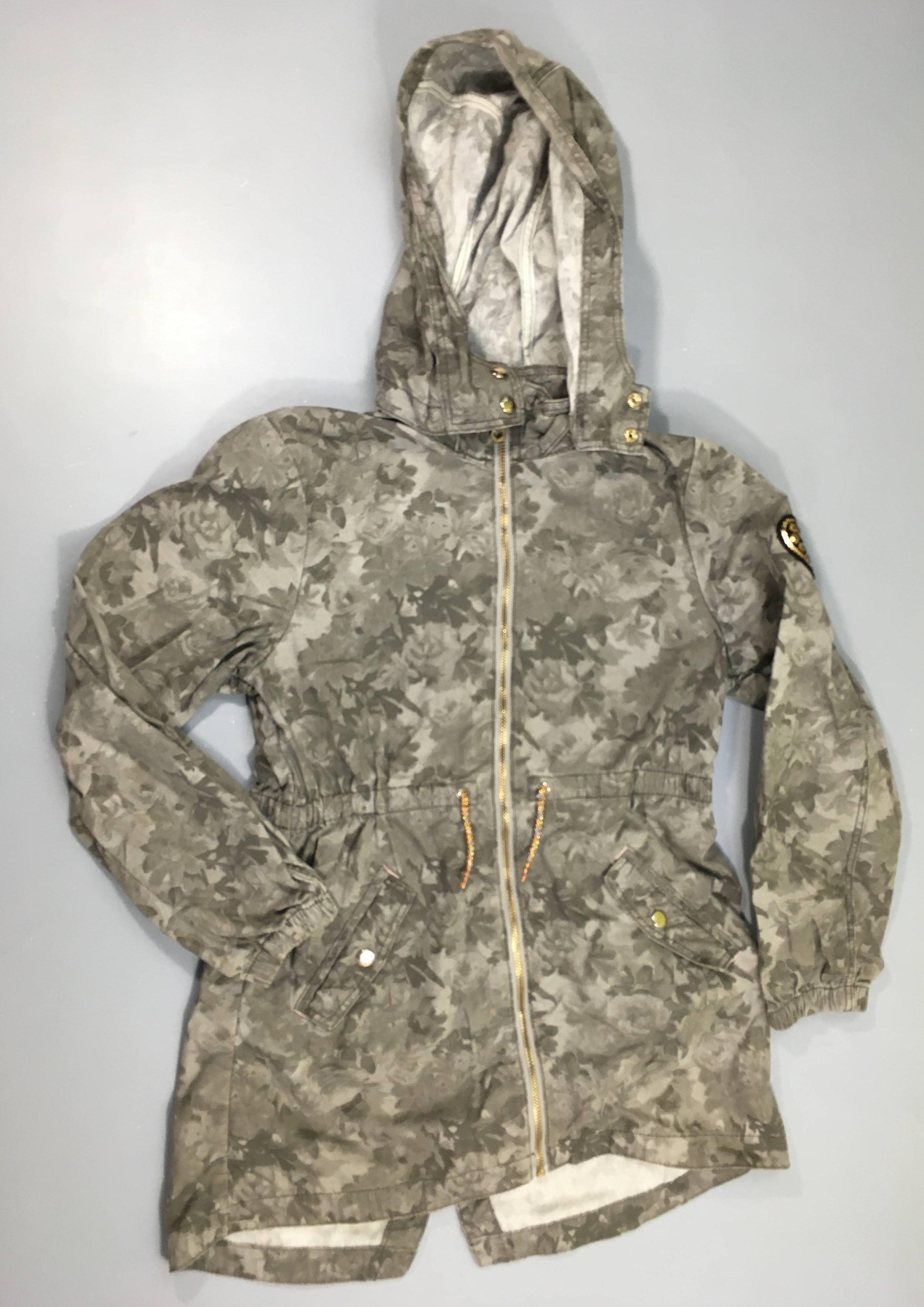 Veste coton kaki gris feuillage