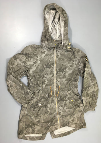 Veste coton kaki gris feuillage, moins cher chez Petit Kiwi