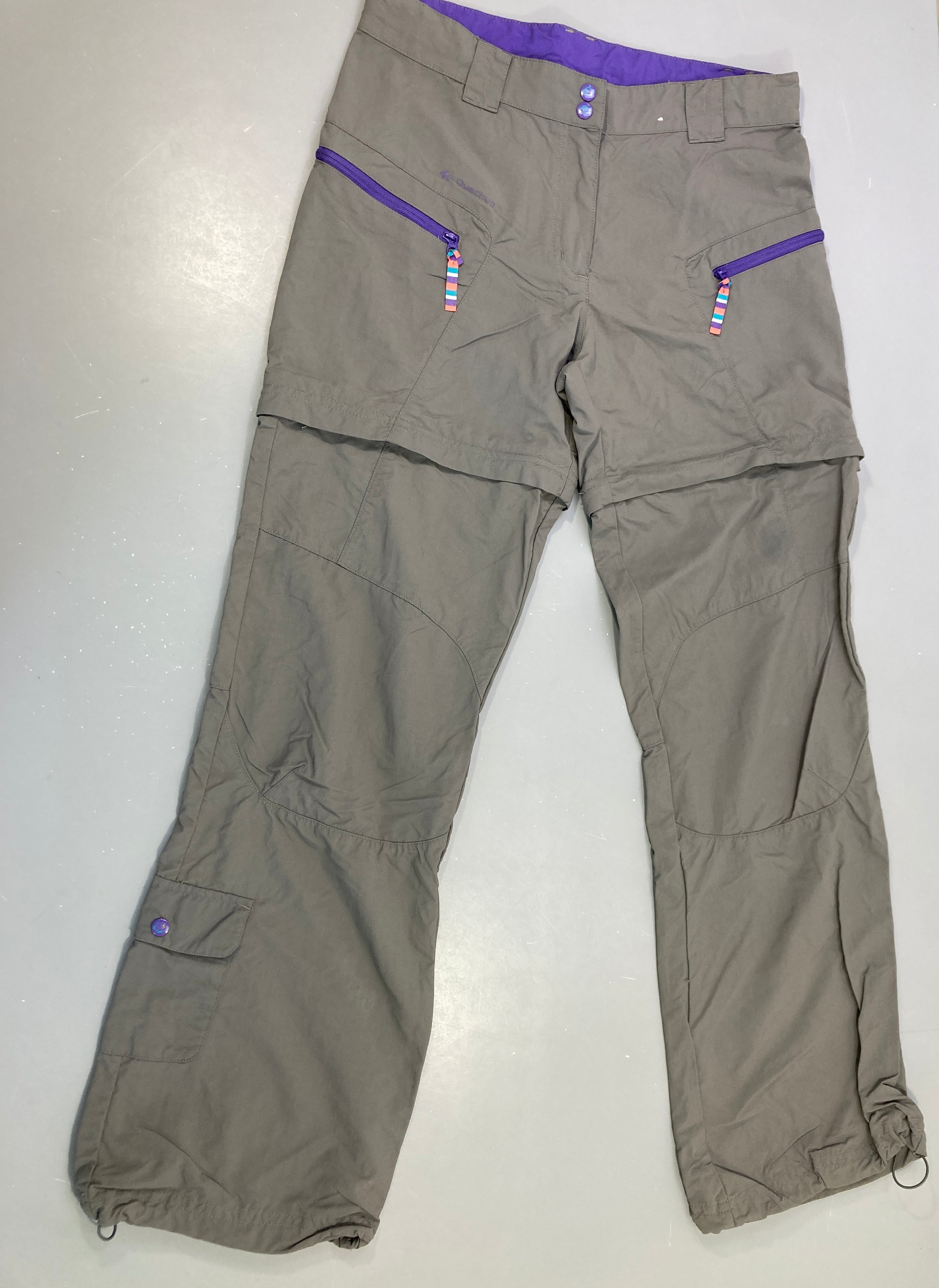 Pantalon de randonnée modulable en short gris-mauve