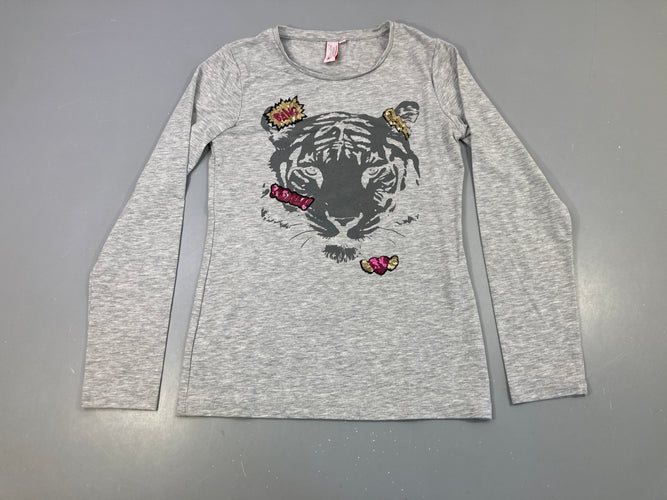 T-shirt m.l gris chiné Félin sequins, moins cher chez Petit Kiwi