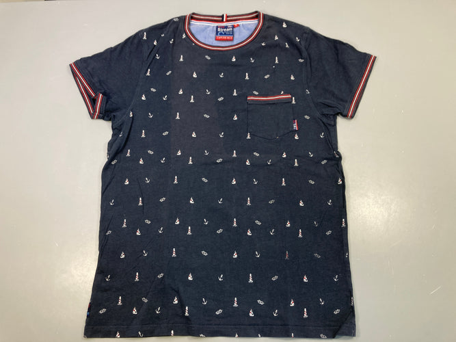 T-shirt m.c bleu phares/voiliers poche, moins cher chez Petit Kiwi