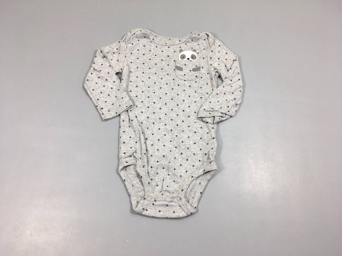 Body m.l gris croix Panda poche, moins cher chez Petit Kiwi