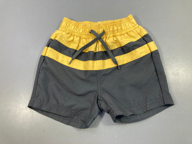 Maillot short gris rayé jaune, moins cher chez Petit Kiwi