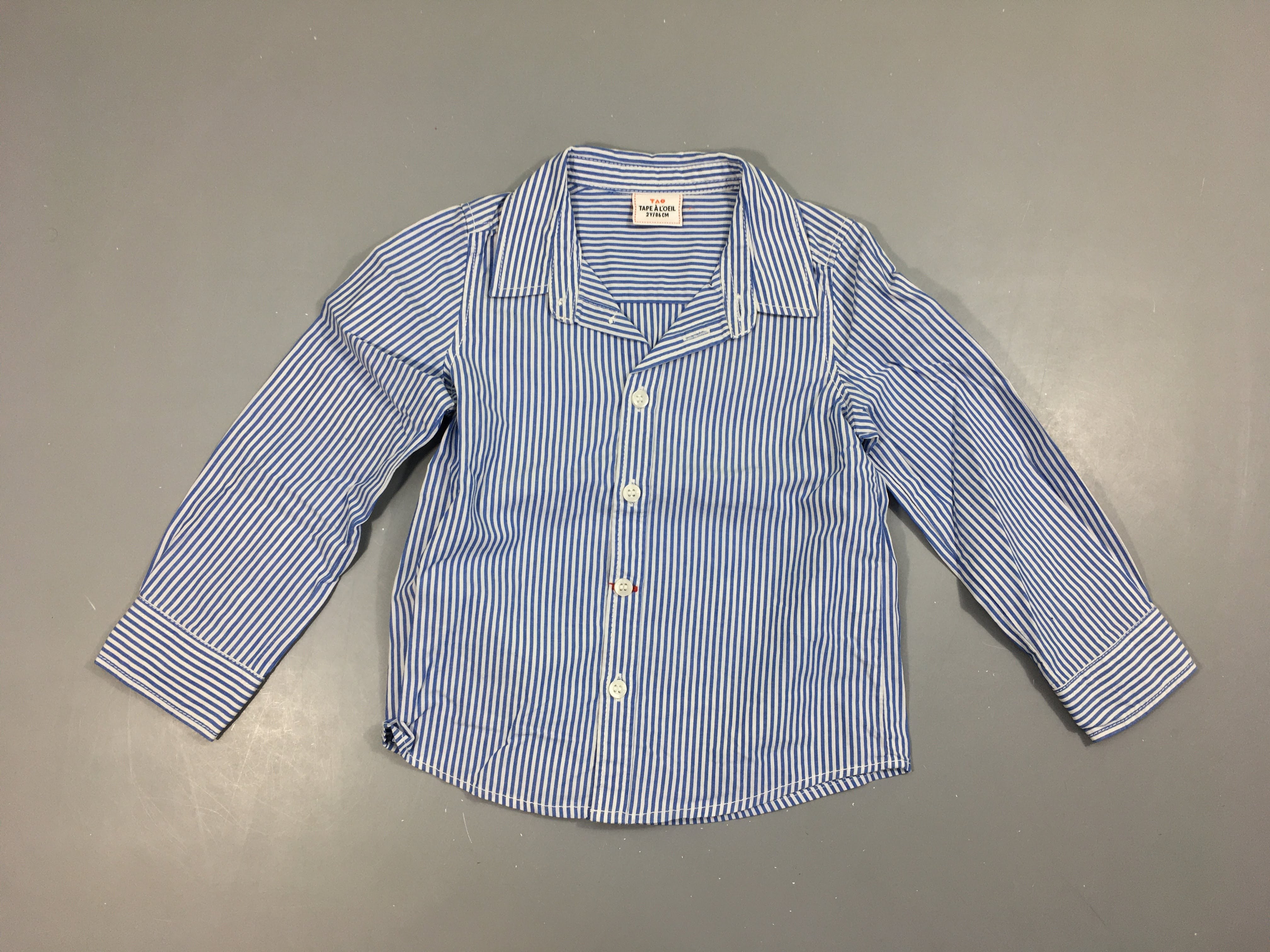 Chemise m.l blanc ligné bleu