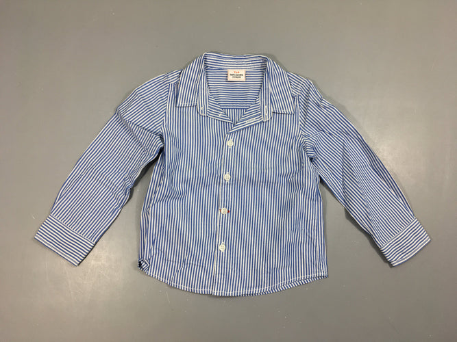 Chemise m.l blanc ligné bleu, moins cher chez Petit Kiwi