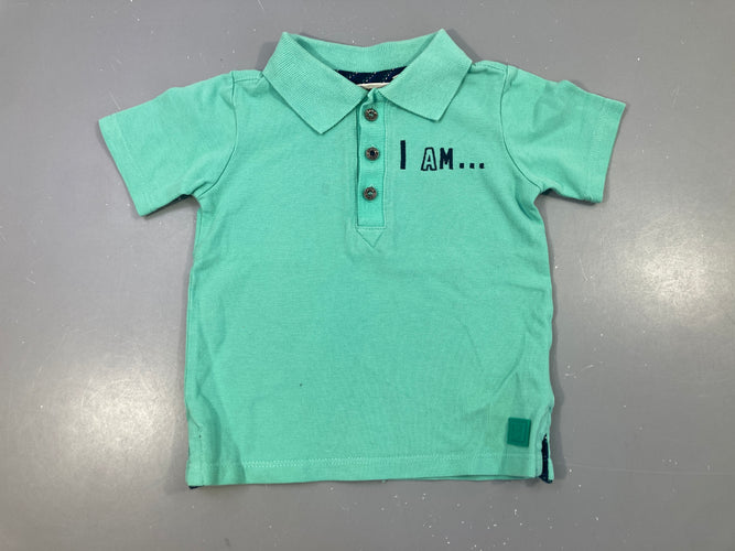 Polo m.c vert I am -perfect (au dos), moins cher chez Petit Kiwi