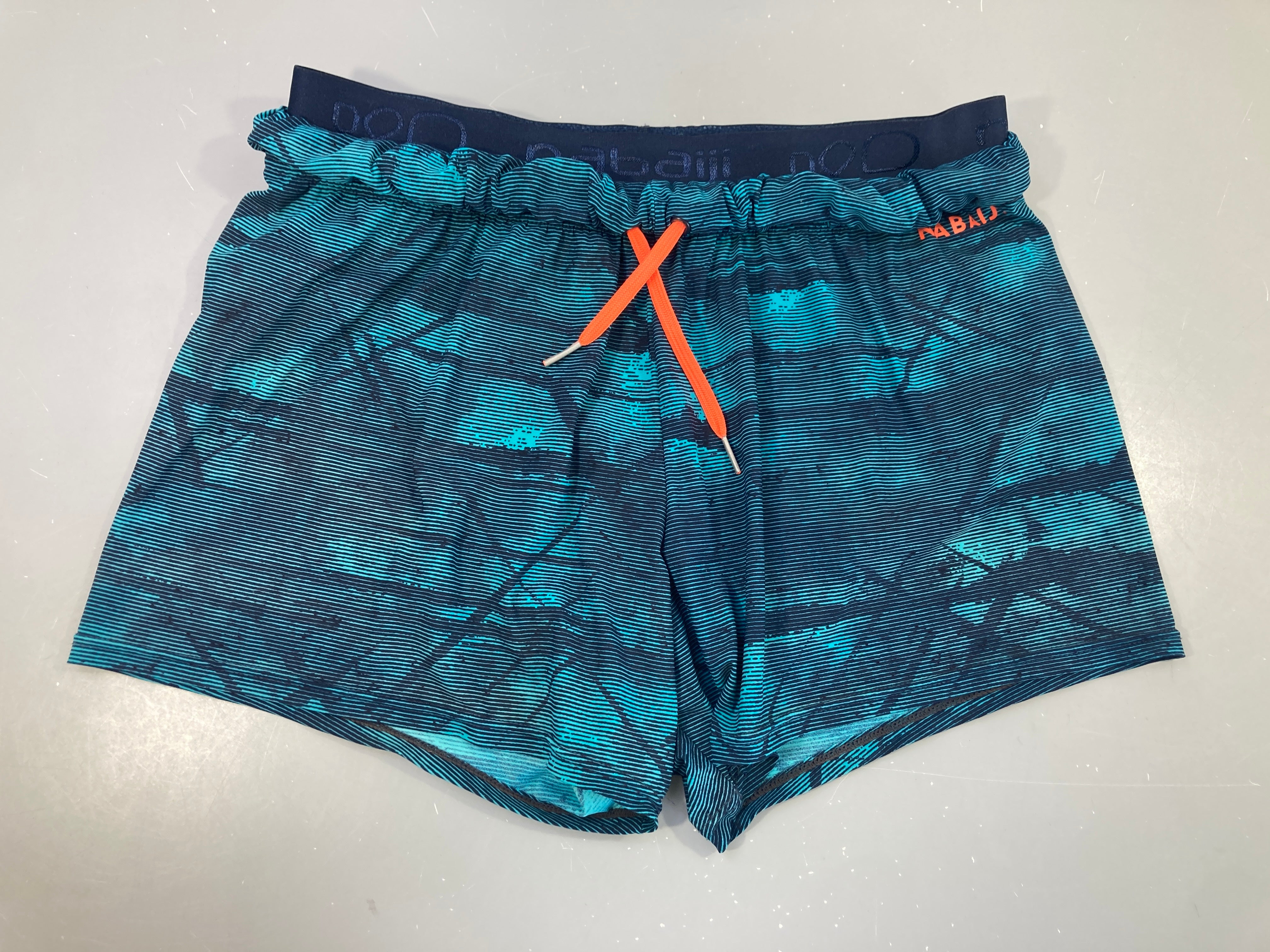 Maillot boxer bleu rayé vert Nabaiji
