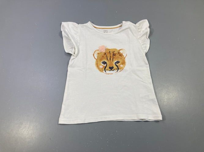 T-shirt m.c blanc félin, moins cher chez Petit Kiwi