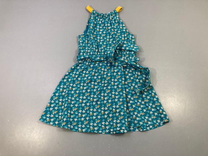 Robe jersey s.m vert fleuri blanc-ocre, moins cher chez Petit Kiwi