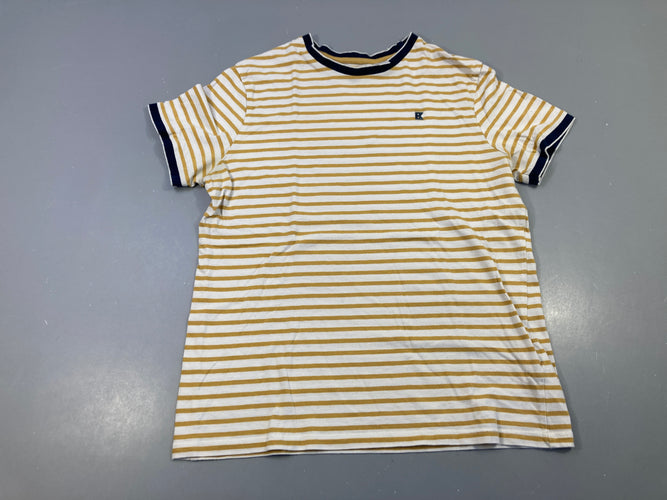 T-shirt m.c blanc rayé jaune Légèrement bouloché, moins cher chez Petit Kiwi