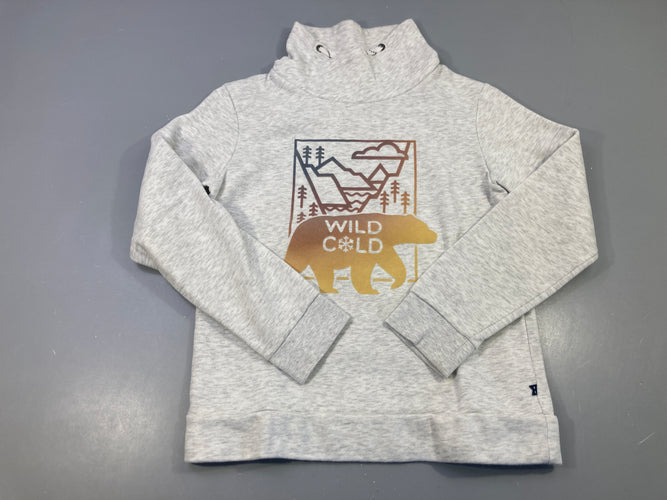 Sweat gris chiné clair côl châle Wild Cold, moins cher chez Petit Kiwi