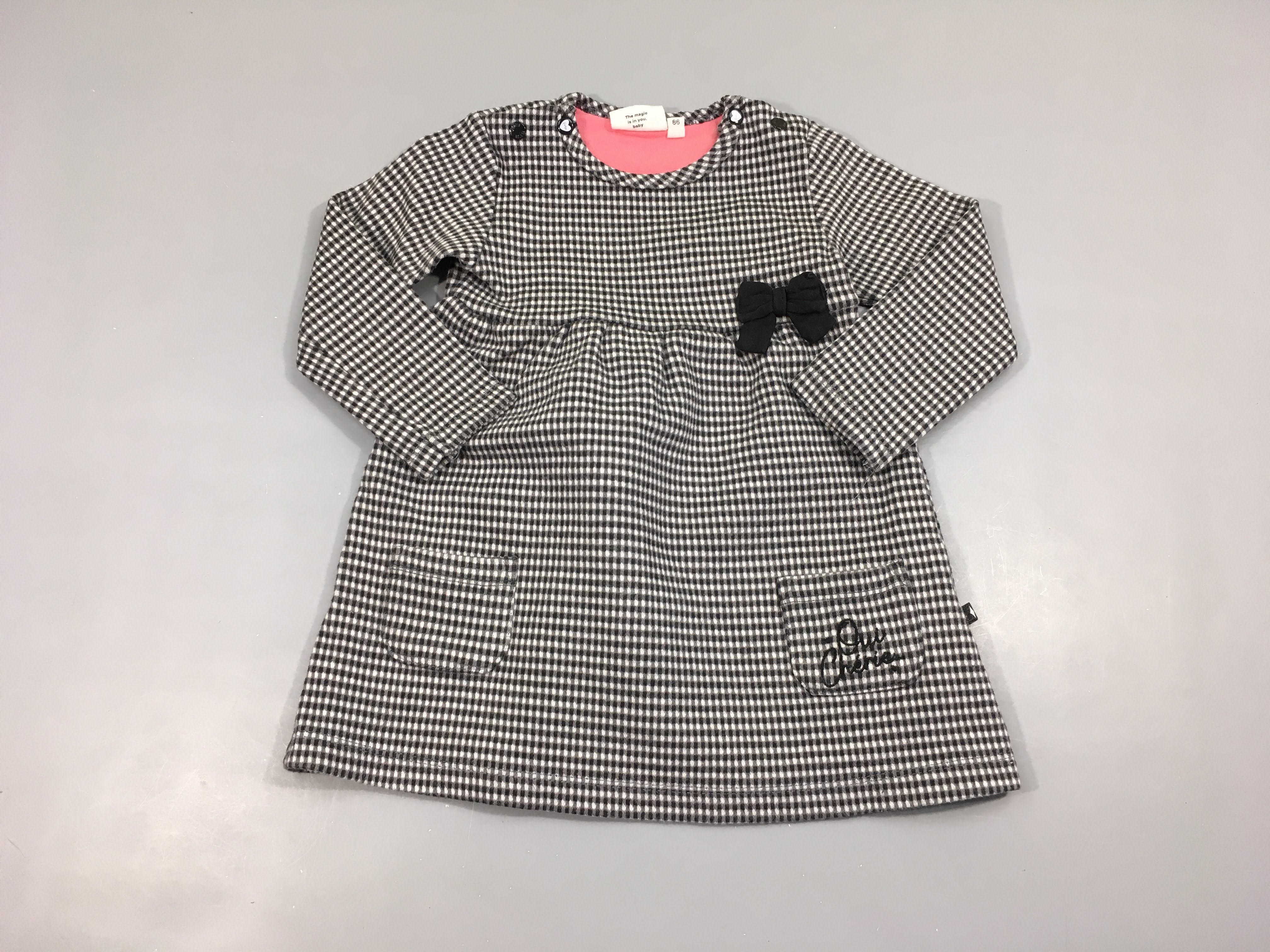 Robe m.l style tweed grise carreau blancs Noeud
